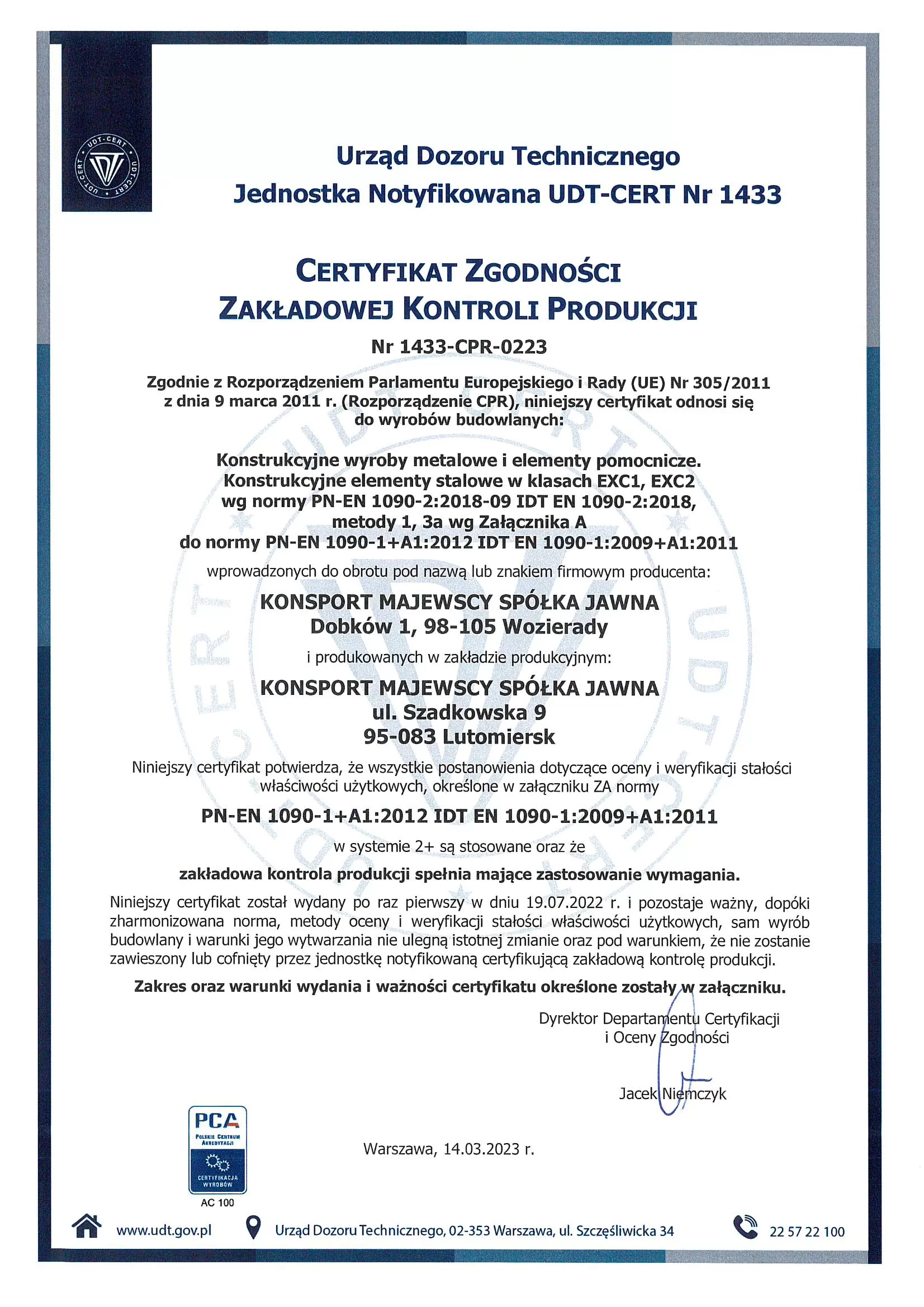 Certyfikat Zgodnosci Produktowej